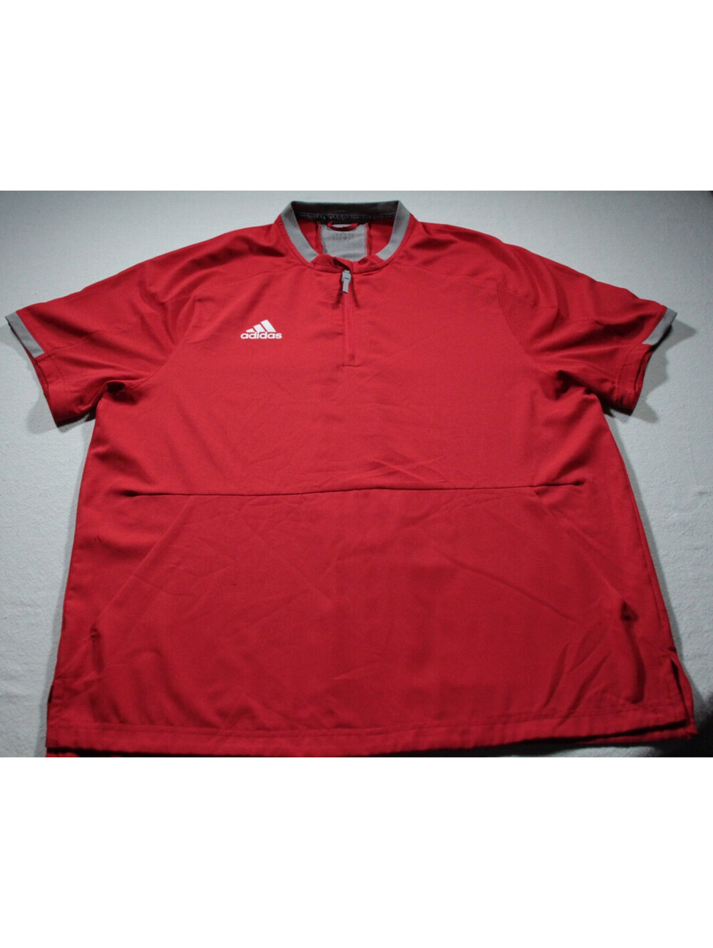 Men's adidas Baseball Short Sleeve Pullover Windbreaker Jacket L Red